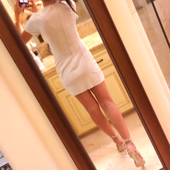 Bebe beige faux suede flirty cutout dress, XS - Picture 11 of 16